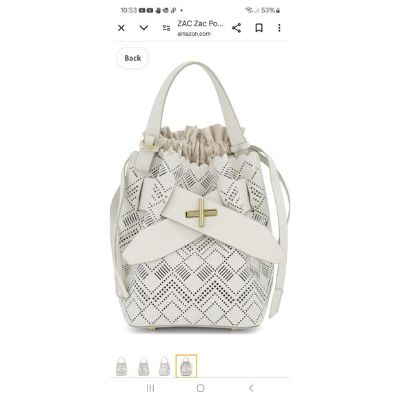 Zac Posen Handbags - NWT! Zac Posen Brigete Leather Buckle Pocket Perforated Lace Bag Dove MSRP: $398